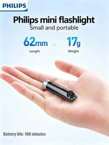 Philips High-Power Mini Flashlight, Portable Keychain Clip, UV Light, Type-C Rechargeable, Essential For Night Commute And Travel - Multicolor - View 2