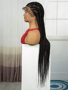 A ANYTIME Peluca de Dreadlocks Largos Africanos de Moda Trenzados a Mano de Encaje Completo de Alta Gama - Negro - Ver 3