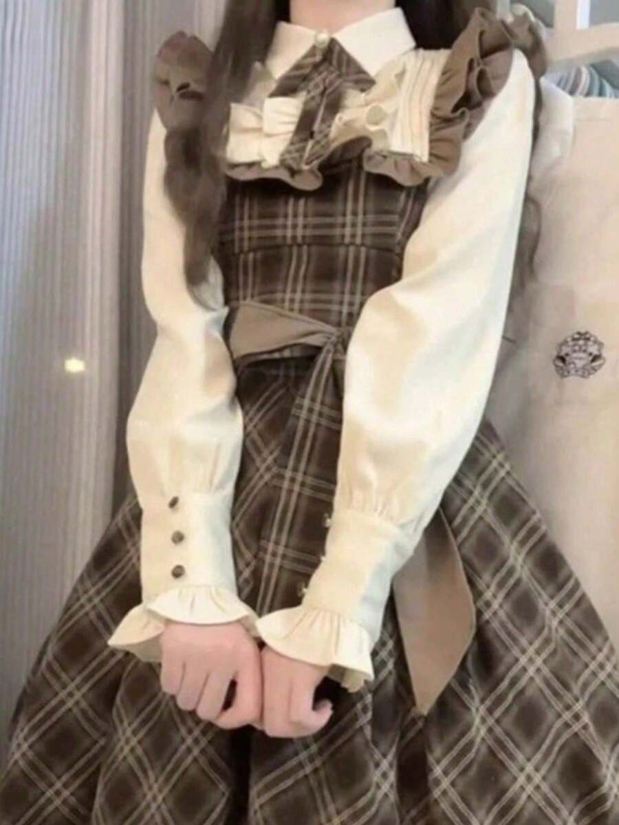 Women Midi Dresses - Coffee Brown - View 1