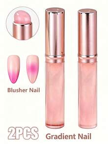2pcs Silicone Nail Blending Brush - Nail Gradient Blush Brush, Reusable Nail Makeup Blending Brush, Suitable For Home DIY Nail Salon Tools - Multicolor - View 1