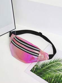 Bolso de cintura con doble cremallera para mujer, funda para teléfono estilo callejero, bolso deportivo ligero cruzado para el pecho - A - Ver 12