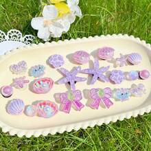 22pcs Purple Bow, Starfish, Shell Detachable Shoe Charms, Shoe Buckles, DIY Shoe Accessories, Fashionable And Elegant, Suitable For Perforated Sandals, Slippers, Perfect As Holiday Gift - Purple - View 6