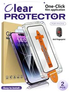 2片裝強化玻璃螢幕保護貼，含安裝工具與自動對位工具，適用於 iPhone 17 Pro Max/17 Pro/17 Air/17/16 Pro Max/16 Pro/16 Plus/16E/16/15 Pro Max/14 Pro Max/13 Mini/12/11 系列，全螢幕覆蓋，防摔防刮，9H 硬度強化玻璃螢幕保護貼 | 送給家人、朋友與手機攝影愛好者的理想禮物 - 無色 - 查看 22