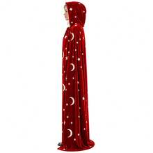 【男女款萬聖節服裝】成人巫師 Cosplay 魔術師表演服裝 藍色星星長袍+尖頂帽套裝 - 彩色 - 查看 6