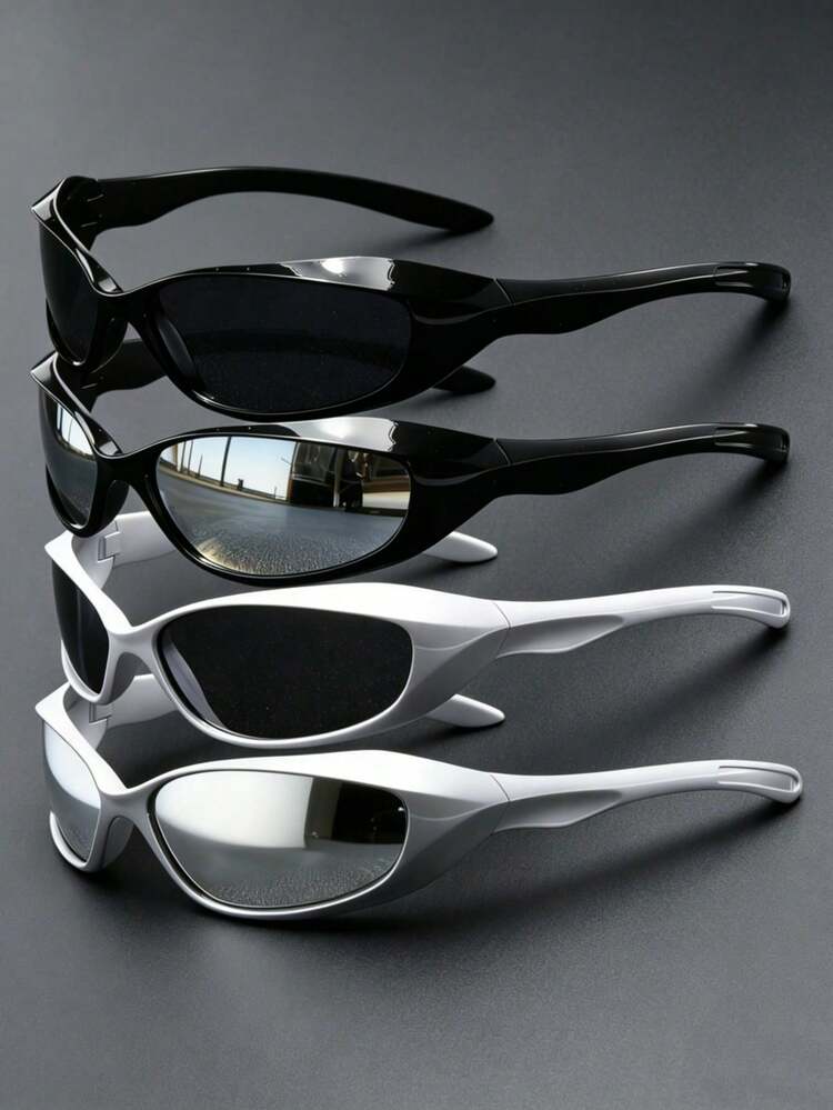 1/4pcs Y2K Futuristic Cycling Glasses, Unisex Punk Sports Glasses For Driving, Running, Hiking And Beach Use - 4 件 - 查看 1