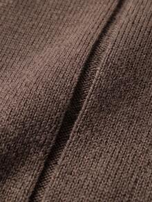 Suéter de manga corta de punto acanalado, cuello redondo, fino y holgado para hombre, primavera/verano - Marrón - Ver 5
