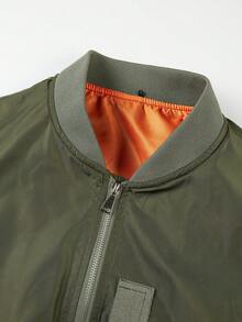 Men's Spring/Autumn Solid Color Thin Baseball Collar Casual Vintage New Flight Jacket - Army Green - View 7
