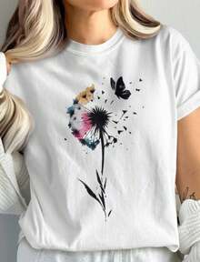 Blusas bonitas camiseta básica algodón estampado original verano manga corta cuello redondo top casual diario dama blusas para dama casuales - Blanco 2 - Ver 1