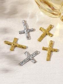 18K Gold Plated Stainless Steel Jesus Crucifix Cross Pendant Religious Charms For Necklace Making - V0254 - View 1