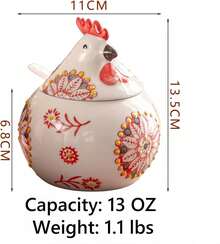 Ceramic Spice And Sugar Jars With Lid And Spoon, Easy-To-Clean Kitchen Storage For Countertop Or Pantry - Green - View 9
