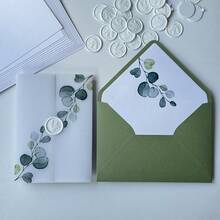 NIEWSPECIAL 10pcs/20pcs Set Vellum Paper Wrapped Invitations, Includes Blank Inner Pages And Matching Envelope Liners, 5*7 Inch Wedding Invitations, Elegant And Beautiful Vellum Paper Wedding Invitations, Multiple Different Designs, Anniversary Invitations, Baptism Invitations - Vellum Wrap Invitation Set - View 15