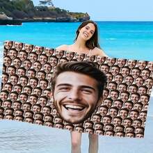 1 Personalized Photo/Text Beach Towel - Customizable Photo Pool Towel Blanket, Suitable For Uploading Personal Photos As A Unique Gift, Perfect For Beach, Bathing, Spa, And Travel Use - Black - View 2