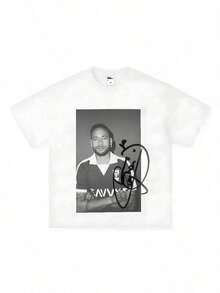 Camiseta Casual 2026 Nueva Ropa de Verano para Mujer, Ropa Punk Y2k, Artículos de Almacén Local para Mujer, Ropa de Mujer, Estampado de Moda de Superestrellas del Fútbol como Neymar y Cristi - Blanco - Ver 1