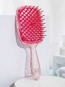 1pc New Sequin Tangled Hair Comb Detangling Hair Brushes Massage Combs Hollow Out Wet Curly Brushes Barber Comb Salon Hair Styling T - Multicolor - View 3