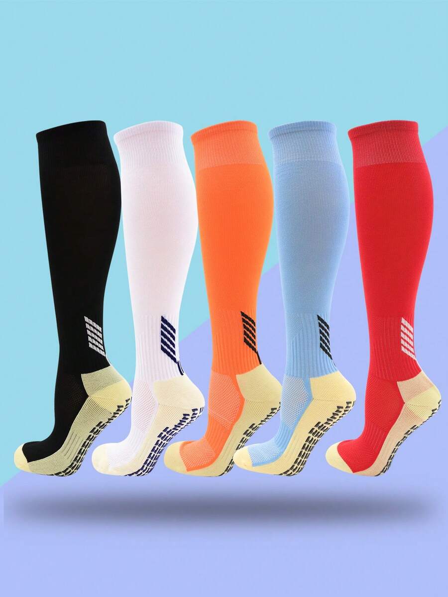 1 Pair Moisture-Wicking Non-Slip Long Compression Socks, Suitable For Football, Basketball, Ice Hockey And Other Sports. - Multicolor - View 1