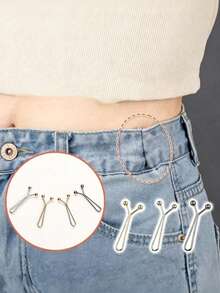 12/10/8/4pcs Waist Tightener Invisible Adjustable Buckle No-Sew Fashion Jeans Clothing Accessory, Easy To Use, Better Effect With Thin Clothing, Comfortable And Versatile - Multicolor - View 3