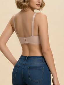 Full Coverage Wireless Minimalist Bra, Lift, Support And Prevent Sagging For Large Bust, Seamless - Beige - View 3