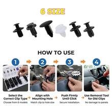 100pcs Automotive Repair Clip Set, 6 Sizes, Black Nylon Material, Durable, For Bumper And Fender Fixing, Easy To Install And Remove, Not Easily Damaged - 100Pcs Car Mounting Clips - View 9