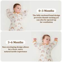 Infant Anti-Startle Swaddle, Soft And Breathable Fabric, Non-Stuffy, Dual-Direction Smooth Zipper For Easy Opening And Closing, Rainbow And Swan Cartoon Patterns, Tailored To Fit Newborn , Suitable For Spring/Autumn Daily Wear And Summer Air-Conditioned Rooms, Essential For Newborn Babies - Multicolor - View 10