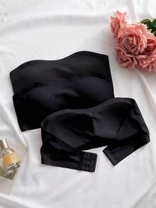 3-Piece Set Of Elegant And Comfortable Seamless One-Shoulder Bras For Women, Multicolor - 黑色 - 查看 1