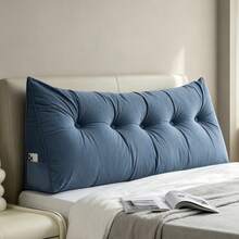 Large Wedge Headboard Reading Pillow, Backrest Support Pillow For Sitting Up In Bed, Equipped With Removable Washable Pillowcase - Sea Blue - View 14