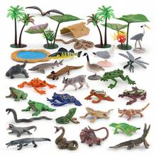 Set Mainan Model Katak, Kadal, dan Buaya Mini yang Realistis, Model Hewan dan Tumbuhan Kolam yang Realistis, Set Mainan Model Hewan untuk Meja - MultiWarna - View 1