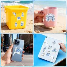 50pcs Blue Coast Graffiti Stickers For Water Bottle, Phone Decoration, Creative Coast Wall Decals Wholesale School Supplies - 50 - View 3