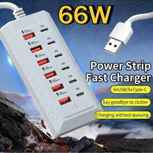 Power Hub, Power Strip, USB Charger / Multi-Port Charger, USB Charging Station, Power Extension, USB-C Fast Charger, Multi-Plug / Multi-Outlet Strip, USB Hub, Laptop Accessories, USB Adapter, PC Accessories, USB-C Hub, Docking Station, USB Hub / Multi-Port Hub (Note: Multi-Device Sharing, Power Split, Charging Efficiency Reduced) - View 7