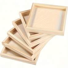 10pcs Unfinished Wooden Trays - Multi-Functional Craft Wooden Tray Set For Display And Serving, DIY Painting, Dyeing, 3D Puzzles And Art Projects, 3D Handmade DIY Wooden Trays - Multicolor - View 9
