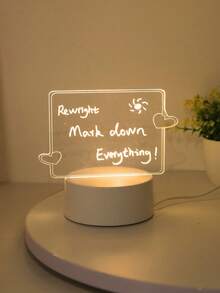 1pc Solid Color DIY Acrylic 3D Night Light, Customizable, USB Powered, Visual Atmosphere LED Light Decor, Suitable For Memo, Gift, Home Decor, Daily Entertainment - Rectangular DIY Board With Heart Design - View 10
