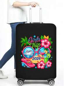 Vigour Summer 18-32 吋耐用通用行李箱防塵套，印有 Girls Trip 2026，防塵防刮，彈性邊緣，適用飛機、蜜月、機場、郵輪、商務旅行，男女通用旅行必備配件，適合大多數滾輪行李箱、行李箱、拉桿包，送給家人、朋友、母親、老師的完美禮物 - 彩色 - 查看 6