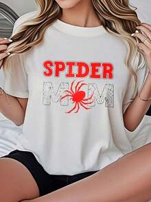 Women's Size Camisole, White Spider Mom Graphic Print, Casual Loose Fit, For Halloween Or Everyday Wear, Summer Camisoles, Graphic Camisoles, Outfits From 100% Cotton - 白色的 - 查看 1