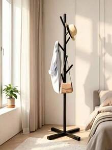 Freestanding Metal Coat Rack, Tree-Shaped Design With Multiple Hooks, Space-Saving, Suitable For Coats, Hats And Bags, Perfect For Entryway, Bedroom, Living Room And Student Apartment Use - Black - View 7