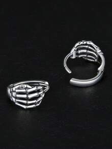 1 Pair Punk Skeleton Hand Bone Hoop Earrings, Designed For Women, Suitable For Wedding, Engagement, Anniversary Party, Valentine's Day Gift - 1# - View 6