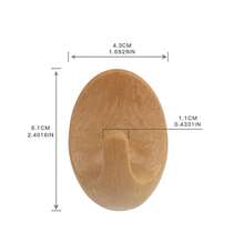 4pcs/8pcs Oval Plastic Wood-Grain Effect Adhesive Hooks, Waterproof & Oil-Proof Plastic Wood Hanging Hooks, No Drilling Or Nailing Required - Brown - View 8
