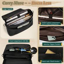 PU Laptop Messenger Bag 15.6 Inch, Waterproof Vintage Briefcase, Large Work Shoulder Bag For Office University Travel Computer - Black - View 4