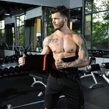 Adjustable Waist Support Belt - Breathable Polyester Blend Back Trainer With Hook-And-Loop Fastener Closure, Hand-Washable Gym For Enhanced Workout Performance, Gym Additions, - Black - View 7