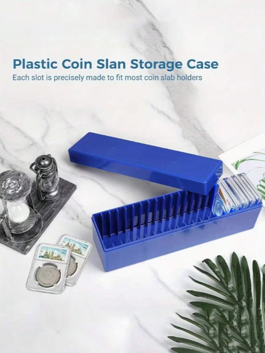 Plastic Coin Storage Box,Suitable For NGC,PCGS,PMG&Coin Holders,Coin Rack Organizer Case With 20 Slots,Protective Coin Organizer For Collectors&Graded Coins,Office Coin Tray,Commemorative Coin Rating Coin Collection Box,Only Empty Box - Multicolor - View 1