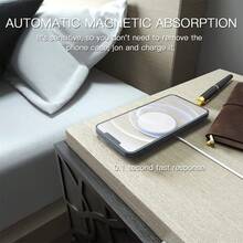 15W 磁吸無線充電器，相容於 Phone 17 Pro Max/17 Pro/17 Air/17/16/15/14/13/12/11/XS/XR/8/7/6 系列手機，Type-C 轉 15W 磁吸充電線充電器，高效快充適配器，即插即用快速充電充電墊 - 白色 - 查看 4