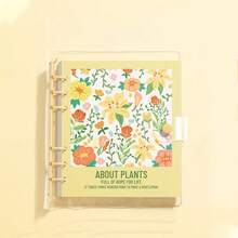 4 Colors Fresh Floral Transparent Soft Shell Square Loose-Leaf Notebook, Plant Floral Pattern Loose-Leaf Notebook, Removable Inner Pages Spiral Bound Planner, Macaron Color Strap Notebook, Suitable For Student Classroom Notes, Daily Journaling, Schedule Planning, Hand Drawing, Artistic Gift - Multiple Styles - View 5