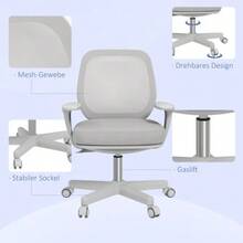 Ergonomic Office Chair With Swivel Function And Adjustable Height, 55 X 48 X 82.5-94.5 Cm, Grey Color. - Grey - View 3