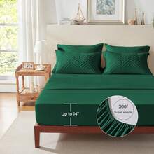 Zzlpp - 7 Piece Complete Duvet Set, Cream Tufted Bed In A Bag With Duvet And Sheets, All Season Boho Bedding Set With 1 Duvet, 2 Decorative Pillowcases, 2 - 翠綠色 - 查看 7