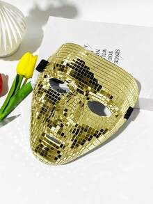 Disco Ball Mirror Mask For Men And Women, Shiny Reflective Mirror Ball Mask, Retro Disco Mosaic Glitter Mirror Mask, Costume Accessory For Party, Masquerade, Bar, DJ, Stage Performance, Adult Makeup Ball, Can Be Used As Desktop Glass Mirror Decoration Ornament - Multicolor - View 7