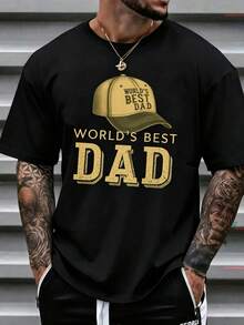 1 Piece Of Men's Clothing For Father's Day, White T-Shirt With "Best Dad" Print, Casual Unisex Crew Neck T-Shirt. - 黑色 - 查看 1