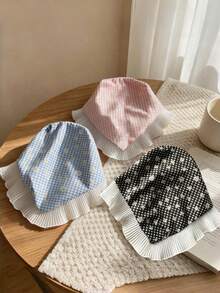 1 pezzo/3 pezzi Fascia triangolare stile francese campestre con stampa a quadri bicolore & floreale per ragazze, adatta per vacanze, fotografia, ritorno a scuola e molteplici occasioni - Multicolore - Visualizzare 9