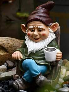 1pc Sitting Gnome Rocking Chair Statue, Suitable For Garden, Lawn, Potted Plants, Patio, Porch, Furniture Decor, Funny Hippie Decor, Great Gift, Room Decor, Handcraft, Resin Sculpture, Vase Decor, Gardening, Tabletop Decor, Cafe, Bookshelf, Modern Decor, Home Accent, Shelves Decor, Dining Table Centerpiece, Living Room Decor, Abstract Art Statue Decor, Dining Room Centerpiece - Multiple Models 2 - View 7