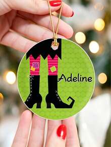 Personalized Witch Boot Ornament Customized Name Keepsake, Dual-Use Halloween & Christmas Tree Hanging Decor Gift - Multicolor - View 2