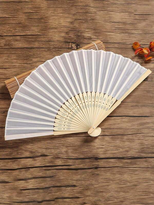 10/2/1 Éventail à main en soie, décoration d'éventail en tissu uni, cadeau de mariage, éventail pliable en bambou, ornement de bureau DIY