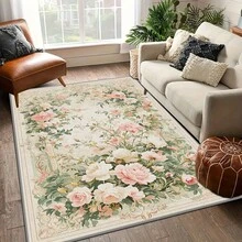 Velvet Weight 950g/M², Thickness 8.6mm, 1pc. Exquisite Floral Pattern Large Carpet, Soft And Comfortable Touch, Suitable For Bedroom Use, Machine Washable And Easy To Clean, Suitable For Indoor Use. - European-style Flowers - View 13