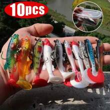 Umpan Lunak Bass Lead Head Hook, 6 Paket 6 Warna Umpan Plastik, Cocok Untuk Memancing di Air Asin/Air Tawar - MultiWarna - View 1